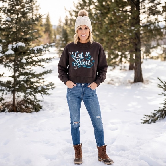 Peach Love California Tops - PEACH LOVE CALIFORNIA let it snow charcoal sweatshirt S M L